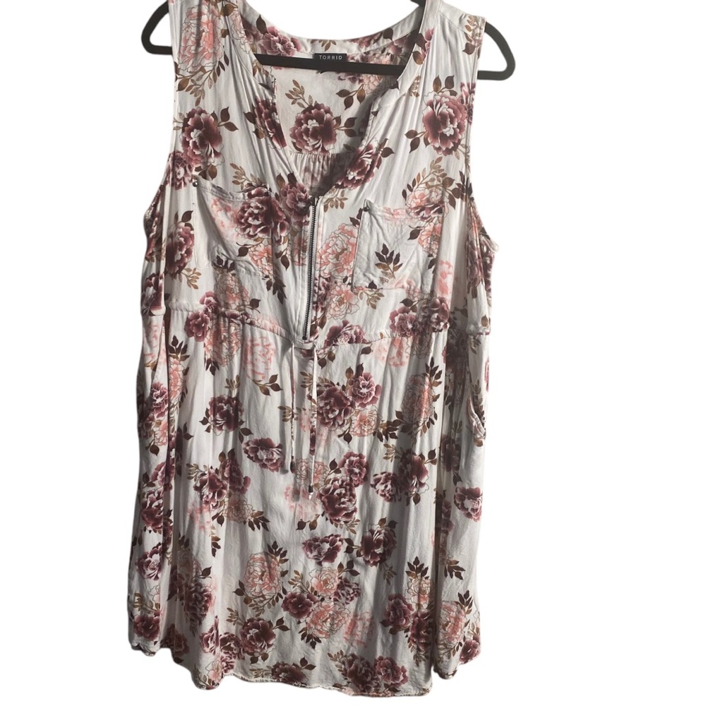 Torrid Casual Floral Dress Zippered Bodice Sleeveless Torrid Sz 1